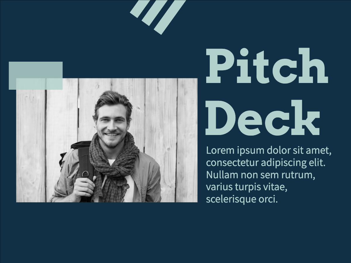 Pitch deck template with black and white image of a man - How to write a persuasive proposal templates - Image