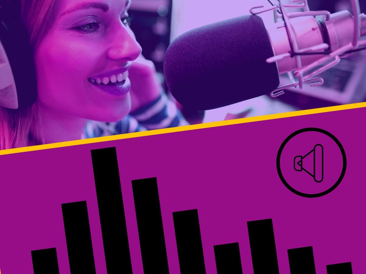 Female singer in the studio and sound bar graph - Ten types of social media and how your business can benefit from them - Image