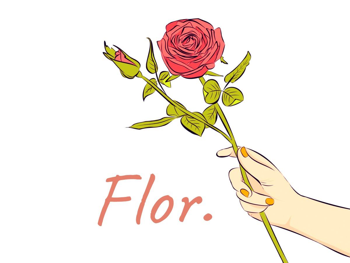 The image shows a sketch of a hand holding a flower - Elements for Mexican-inspired design - Image
