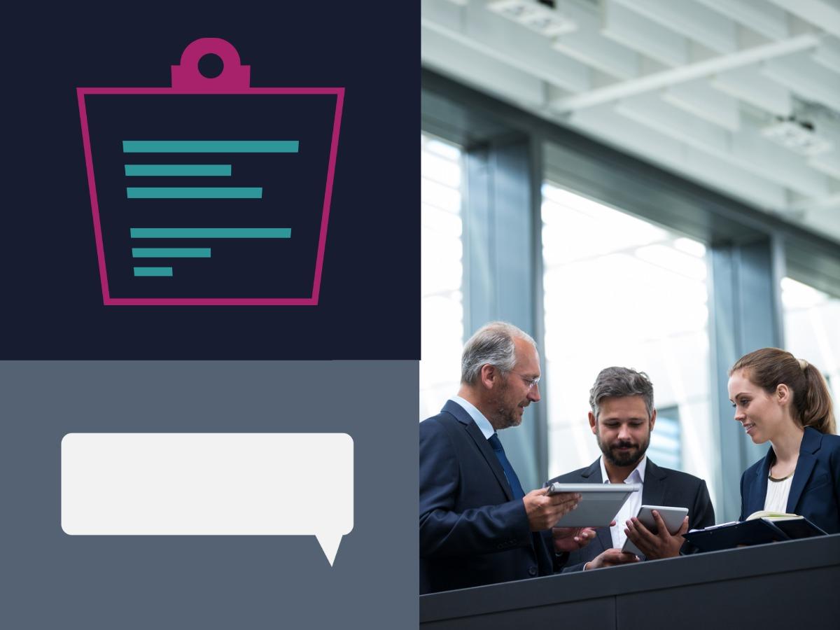 Three people at business meeting in office - Ten types of social media and how your business can benefit from them - Image