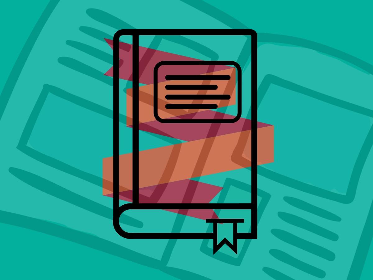 The black outline of a book on a turquoise background - Ten types of social media and how your business can benefit from them - Image