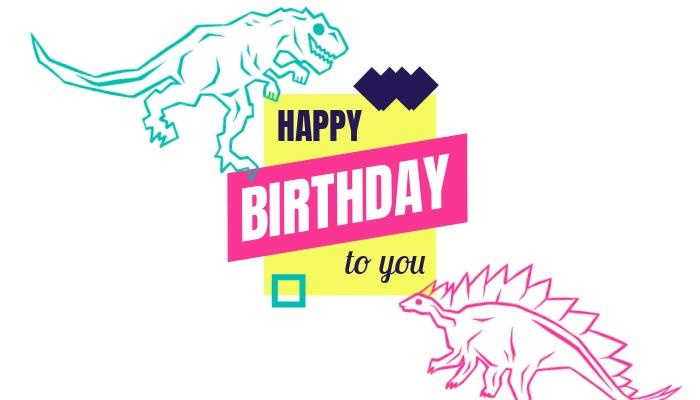 Neon dinosaur birthday card design - An exploration of the captivating world of retro design in modern times - Image