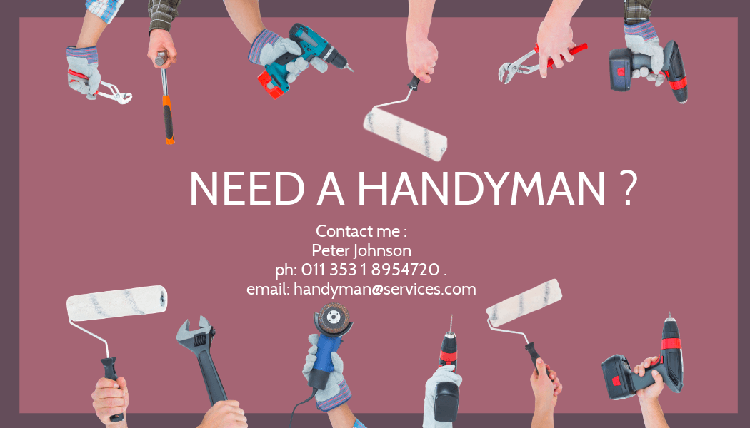 Text about providing services illustrated by handymen's tools with contact information - How to make money from home: 10 proven ways - Image